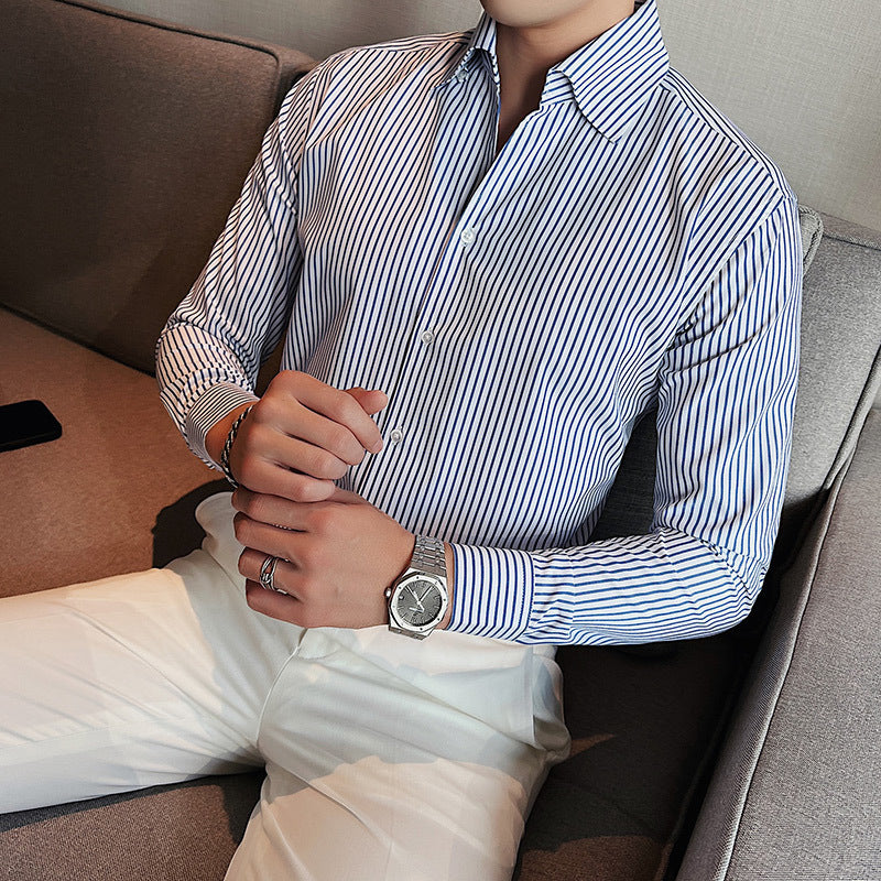 Herren Langarmhemd mit Streifenmuster – Bild 4 | LuxeStyle