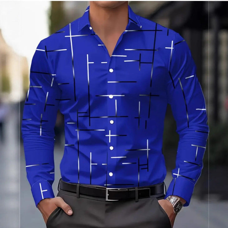 Herren Langarmhemd mit Farbblock-Print | LuxeStyle