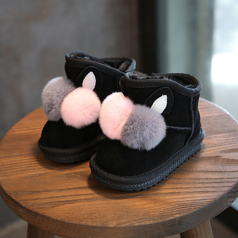 Warme Winterstiefel für Mädchen mit Fellbommel | LuxeStyle
