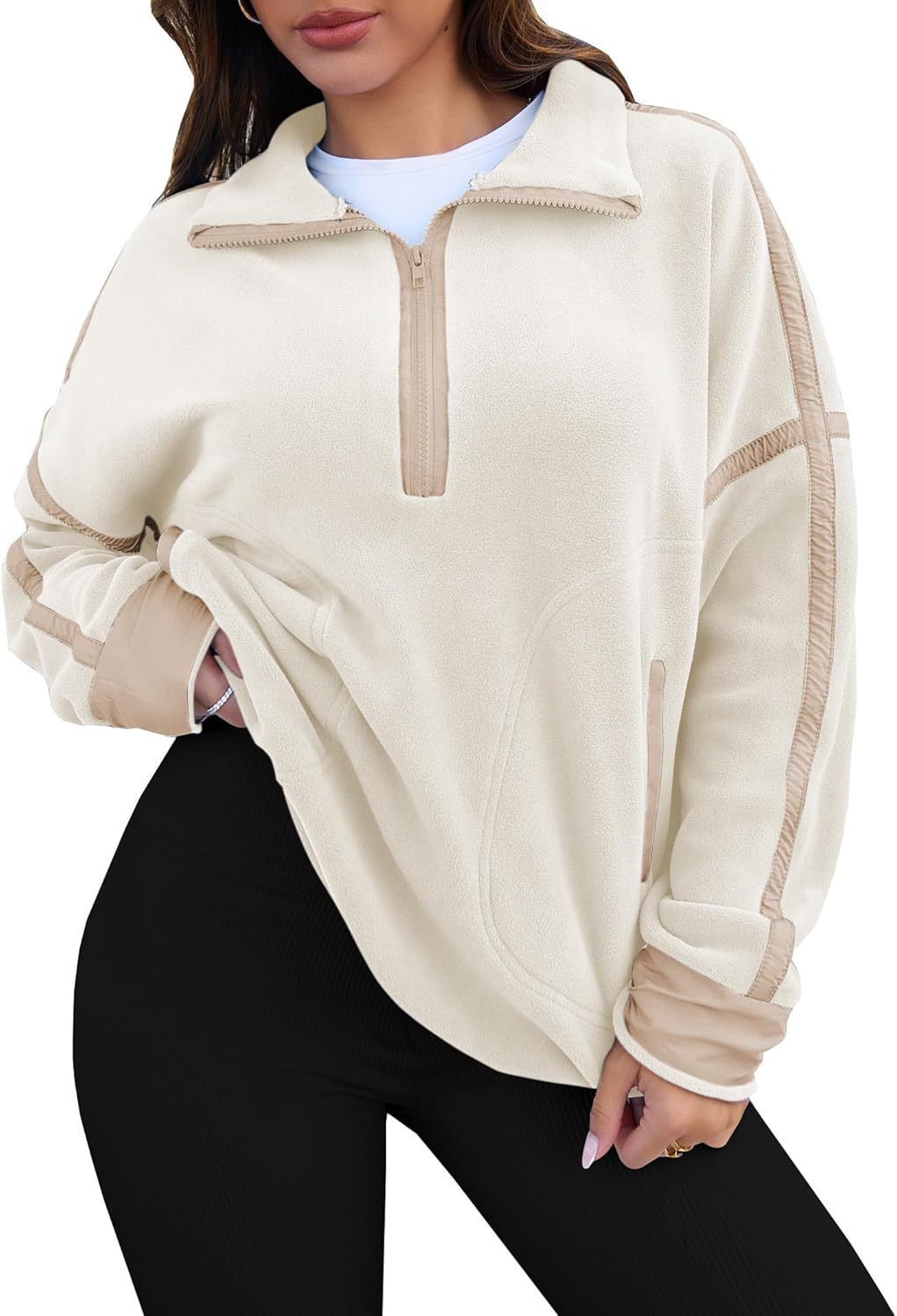 Freizeit Zip-Pullover mit Stehkragen – Ansicht 2