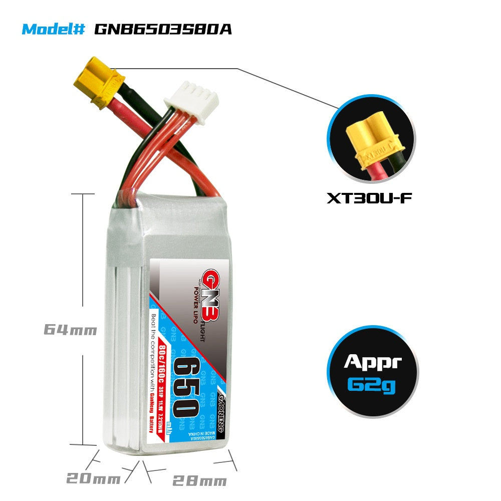 GNB 650mAh 3S 11.1V 80C LiPo Akku