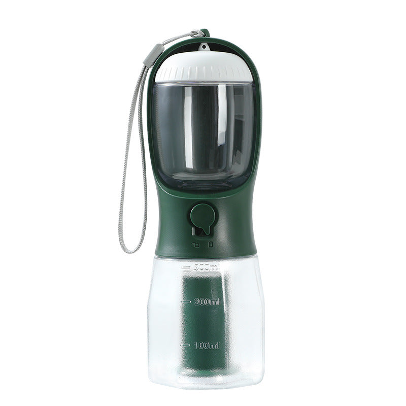 3-in-1 Pet-Flasche mit Wasser, Futter & Müllbeutel