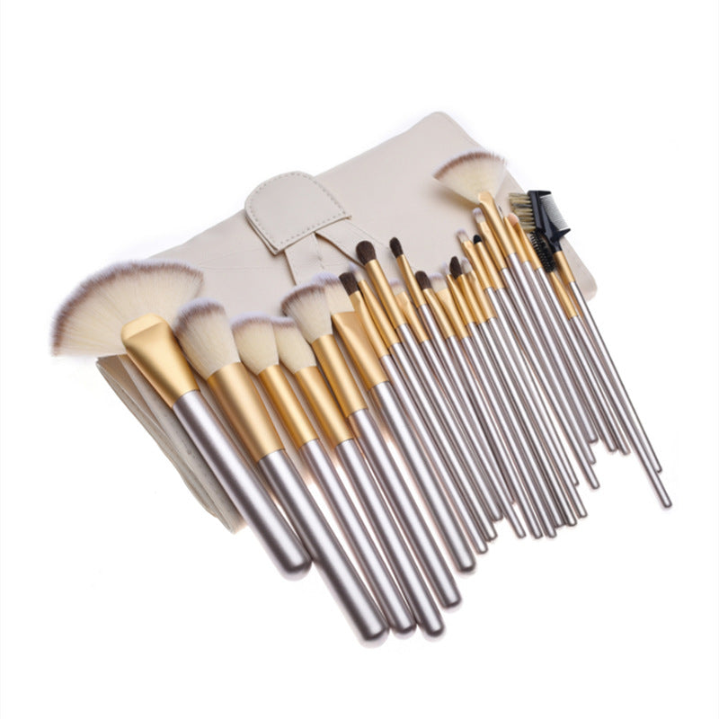 24er Make-up-Bürsten-Set Beige Champagne