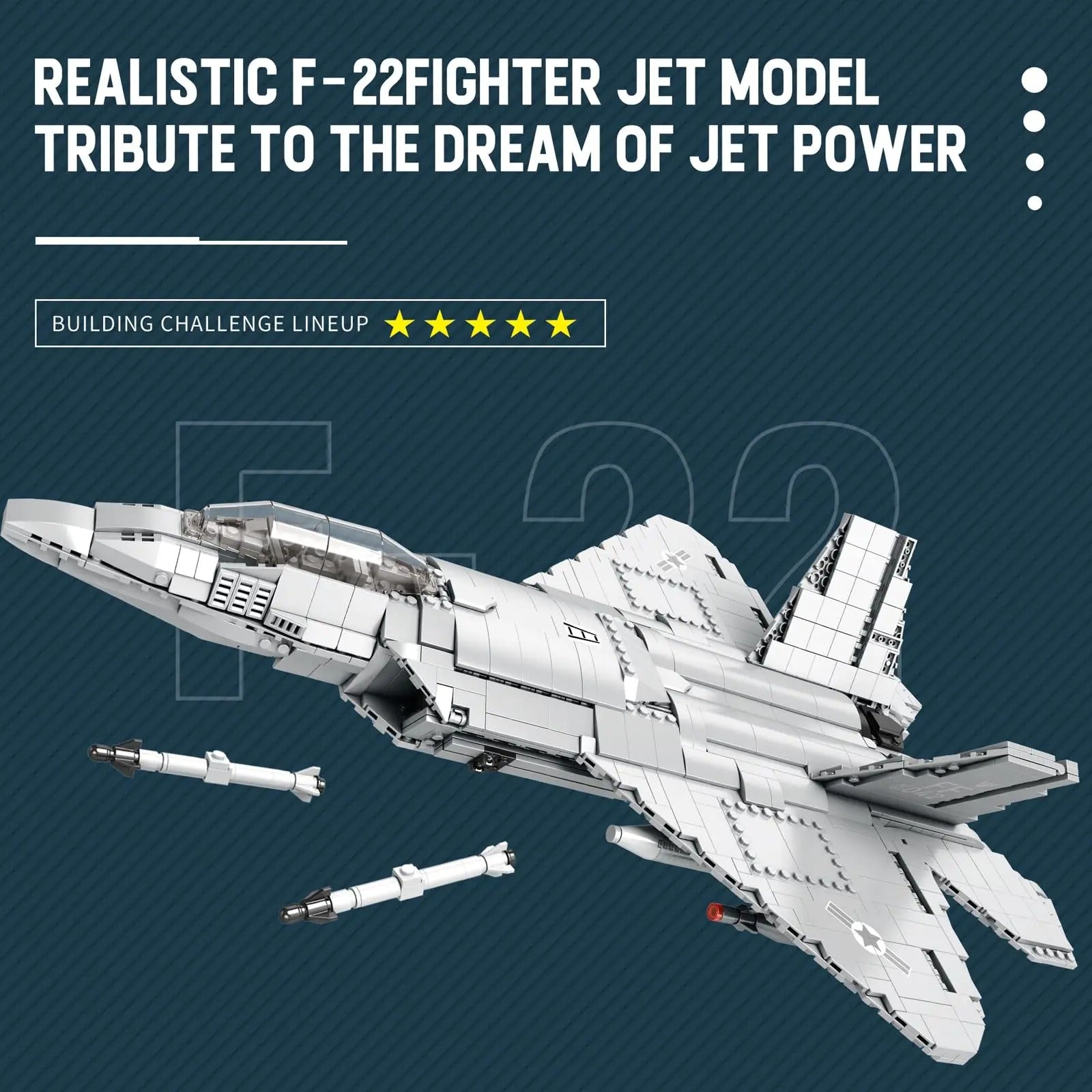 F-22 Militärjet Klemmbausteine (1837 Teile)