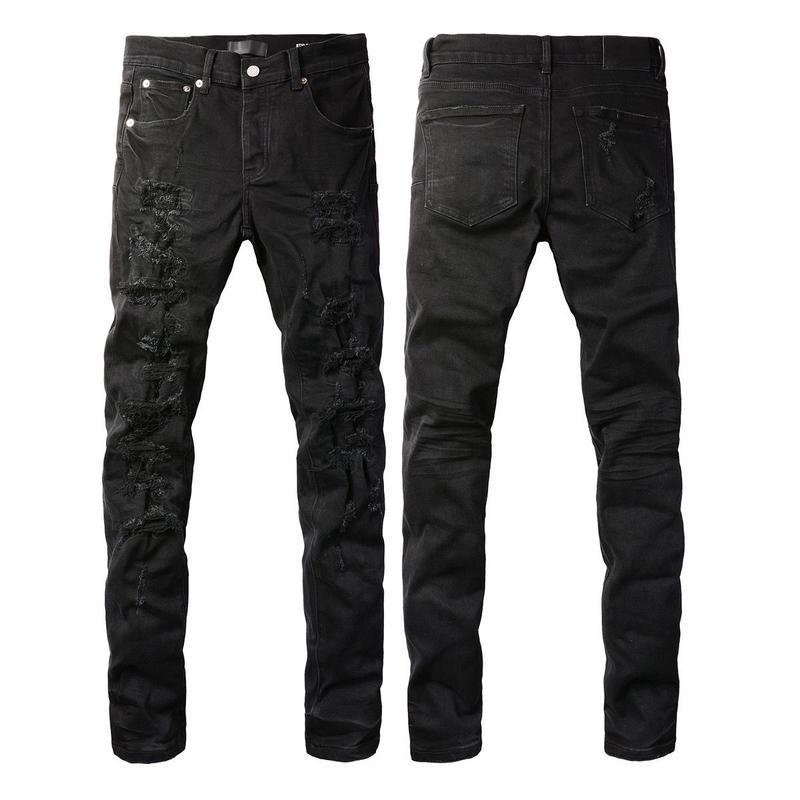 Slim Fit Jeans in Lila-Schwarz