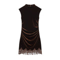 Samtkleid mit Spitze und hoher Taille – Bild 7 | LuxeStyle