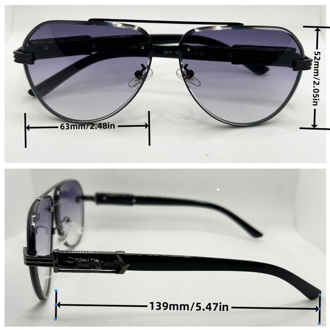 Randlose Sonnenbrille mit Leopardenkopf