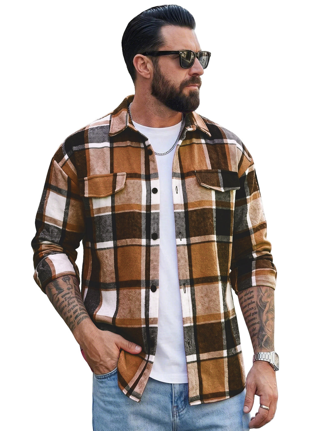 Herren Cardigan mit Reverskragen und Karomuster