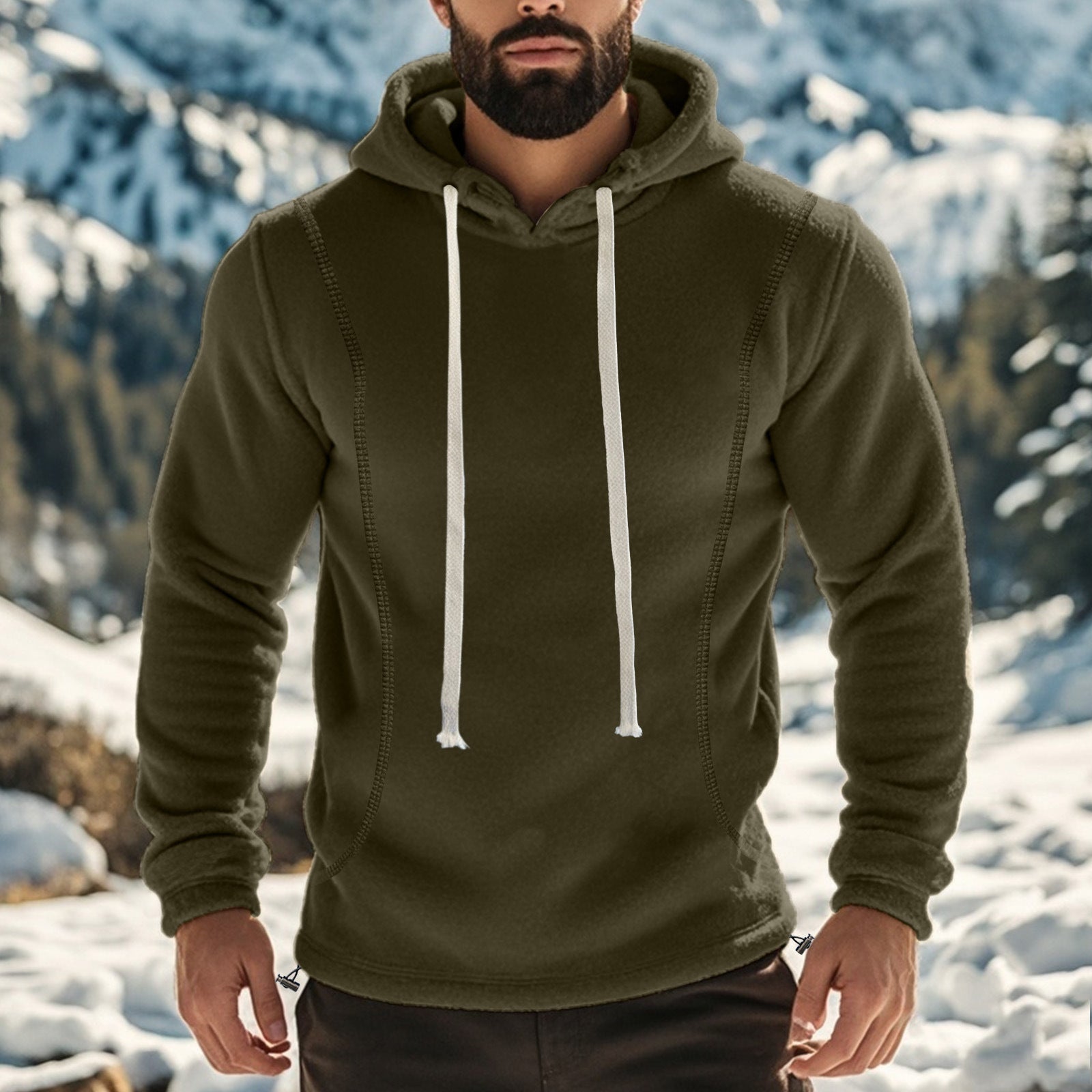 Herren Fleece Hoodie Langarm