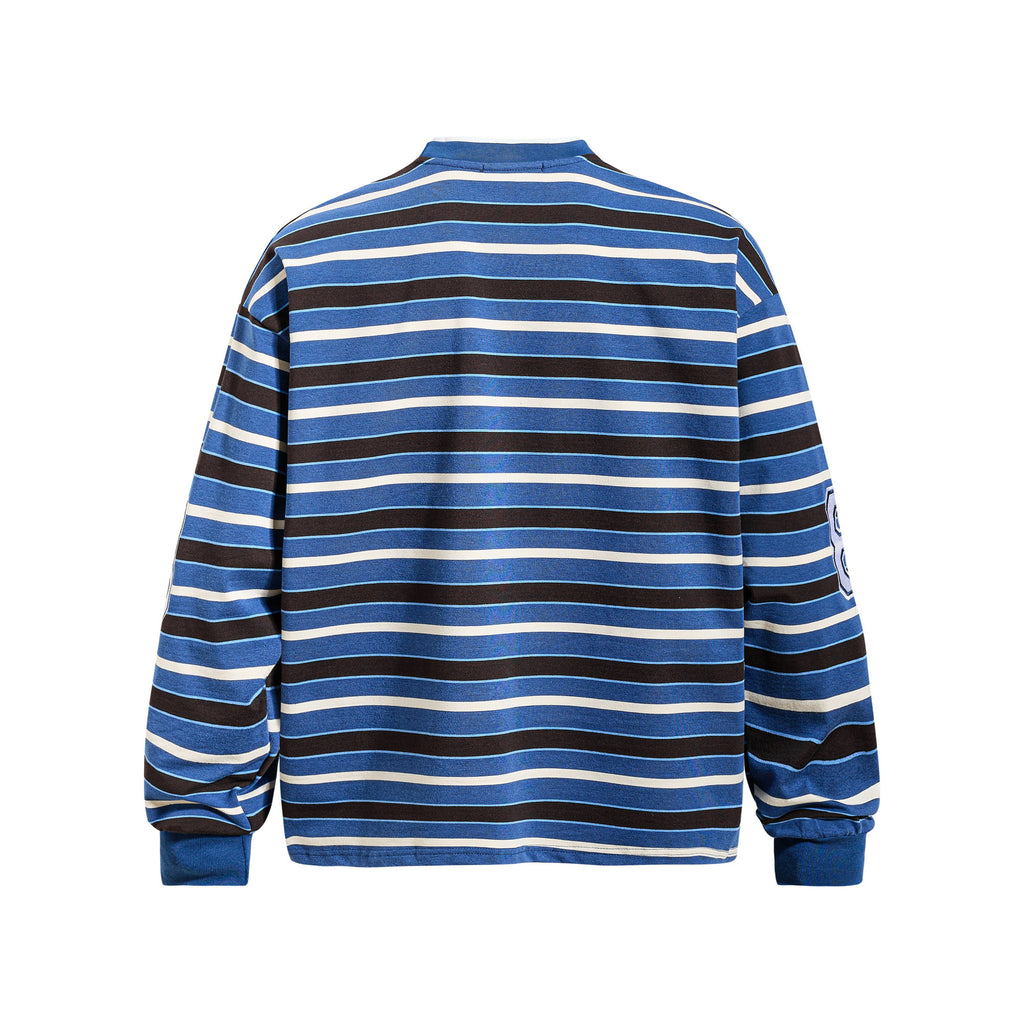Retro-Sweatshirt mit Streifen und Stickerei