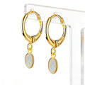 Ovale Vintage Opal-Ohrringe aus 925er Sterlingsilber