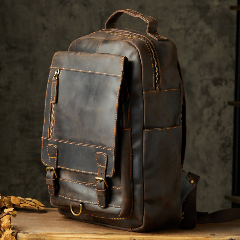 Handgemachter Retro-Rucksack aus Rindsleder – Bild 3 | LuxeStyle