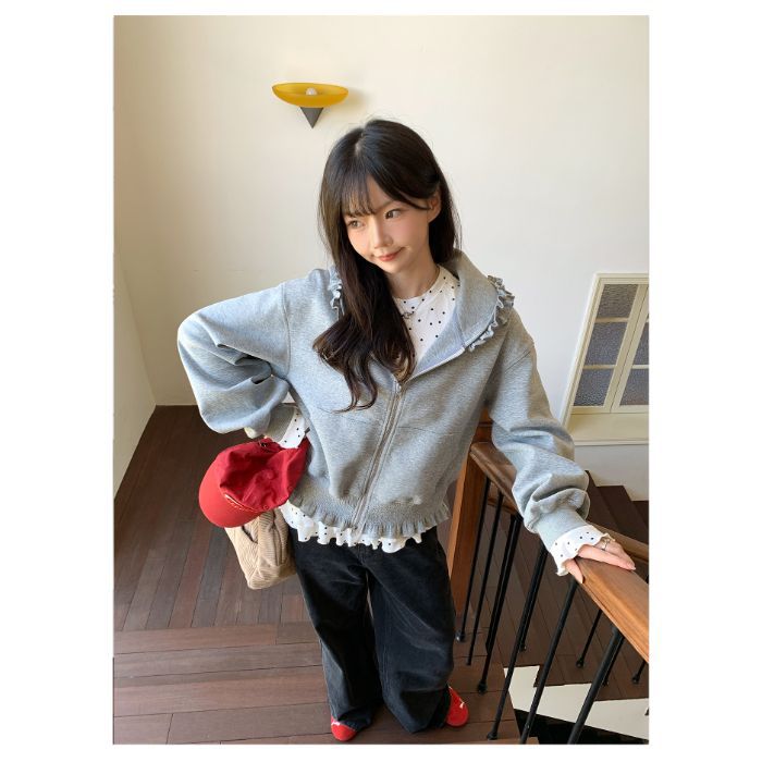 Grauer Hoodie Cardigan
