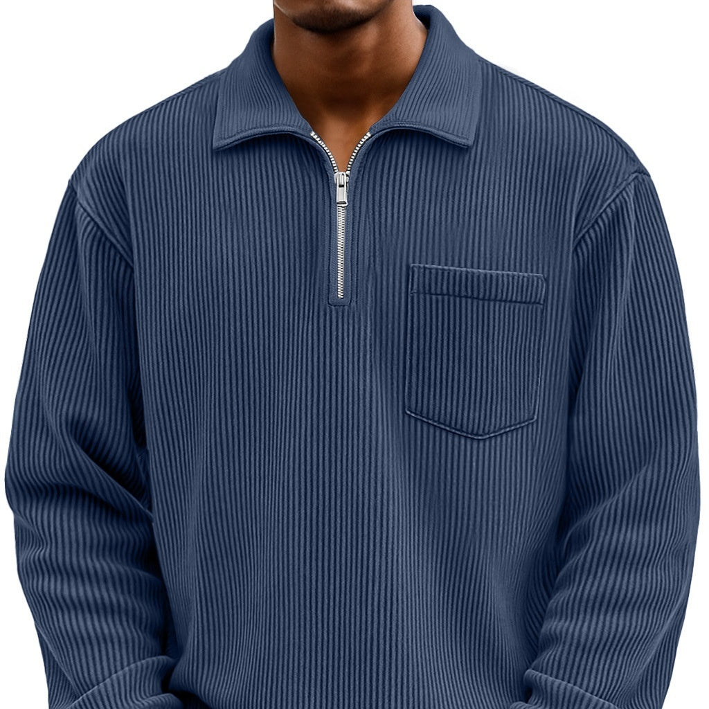 Henley Langarm-Hoodie mit Reissverschluss