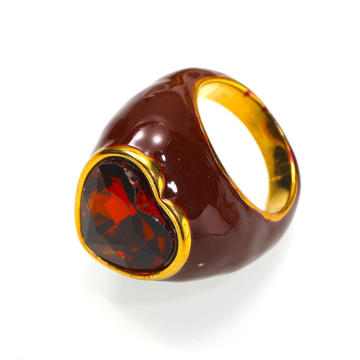 Titanstahl-Ring mit Emaille und grossem Edelstein – Bild 4 | LuxeStyle