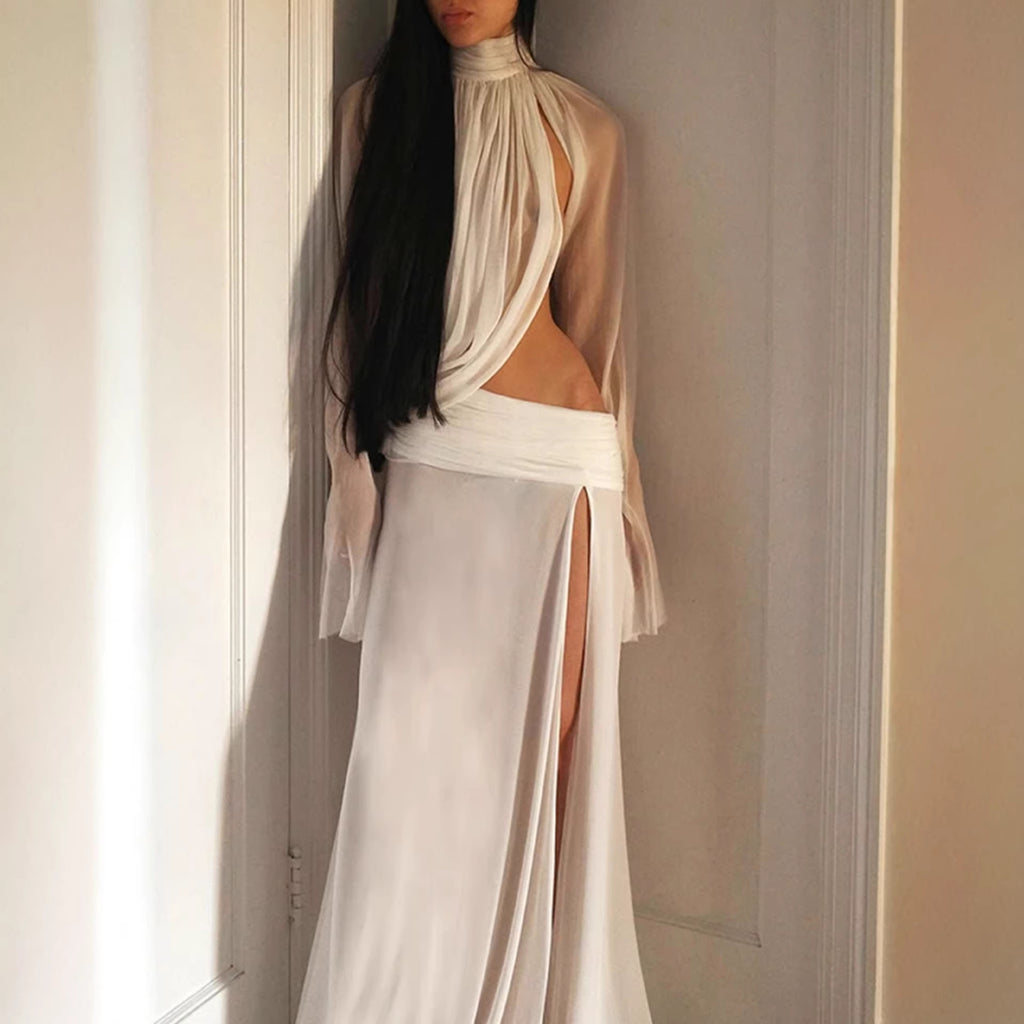 Elegantes Maxikleid mit Schlitz und Falten
