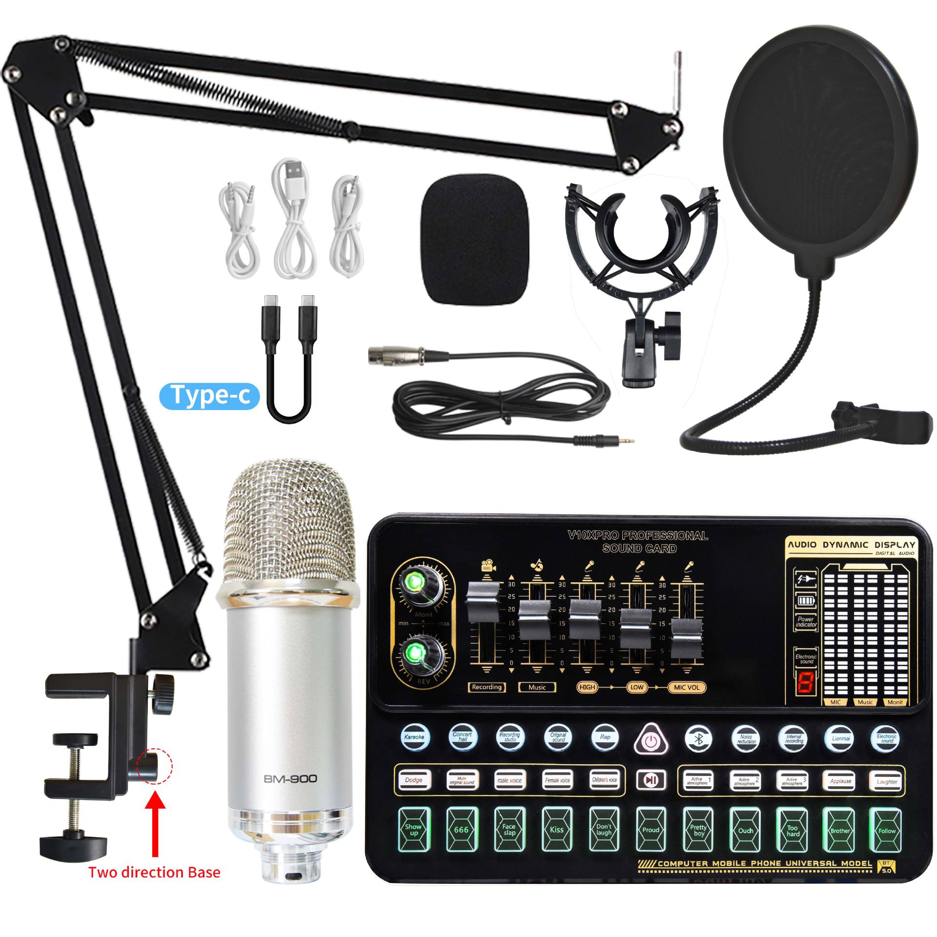 Live Broadcast Soundkarten-Set mit Kondensatormikrofon