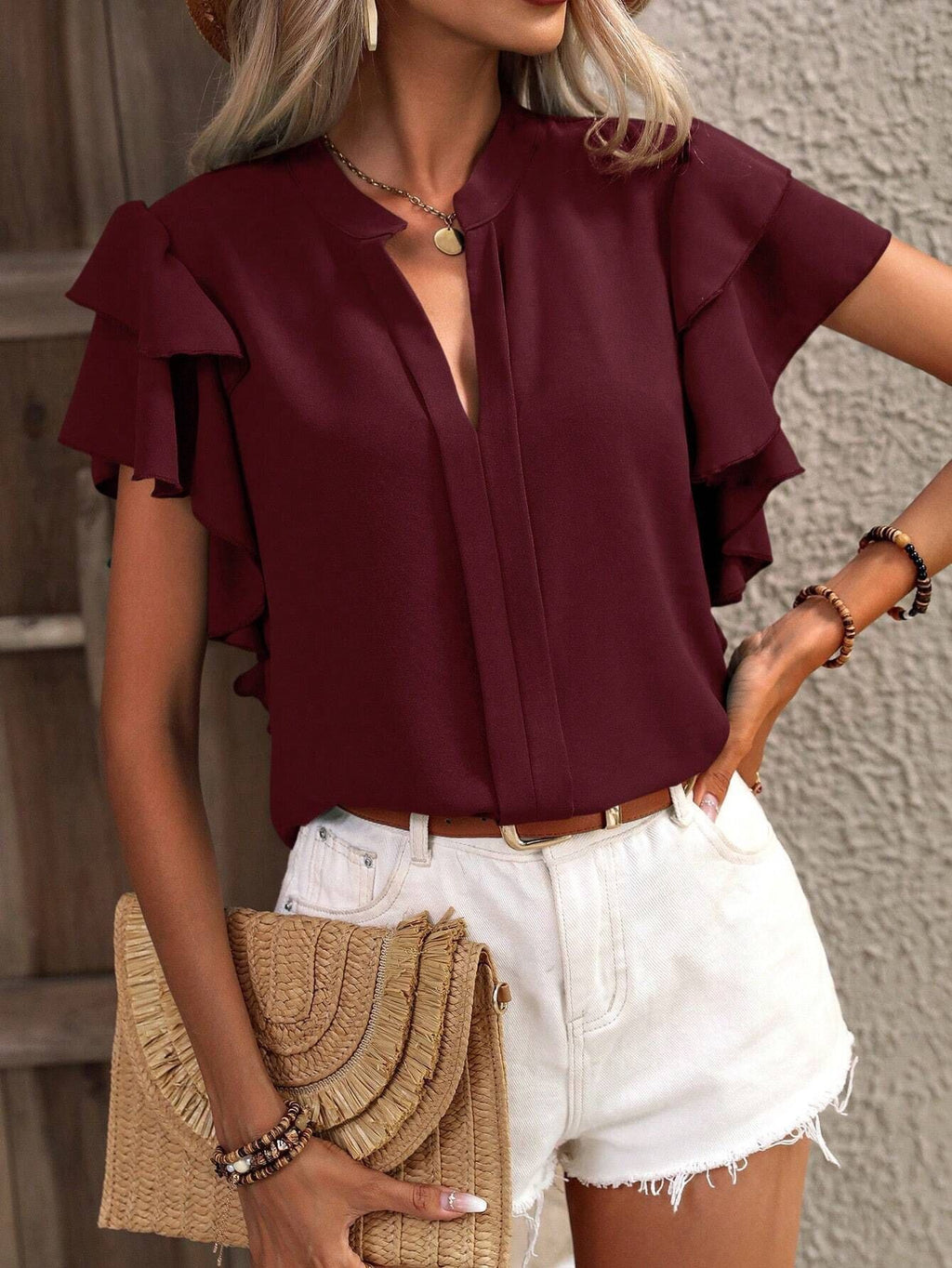Lässiges V-Neck T-Shirt mit kurzen Ärmeln
