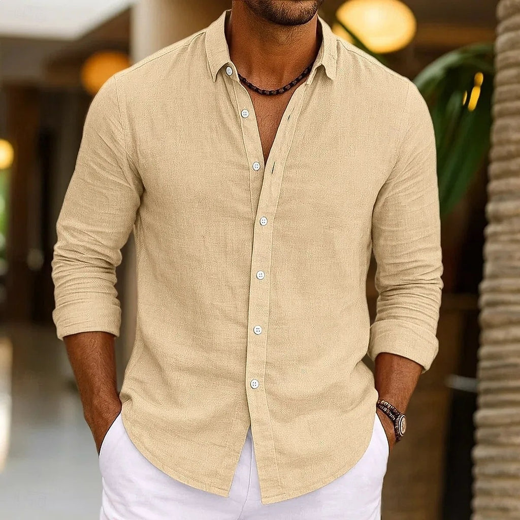 Unisex Langarmhemd aus Baumwoll-Leinen – Bild 4 | LuxeStyle