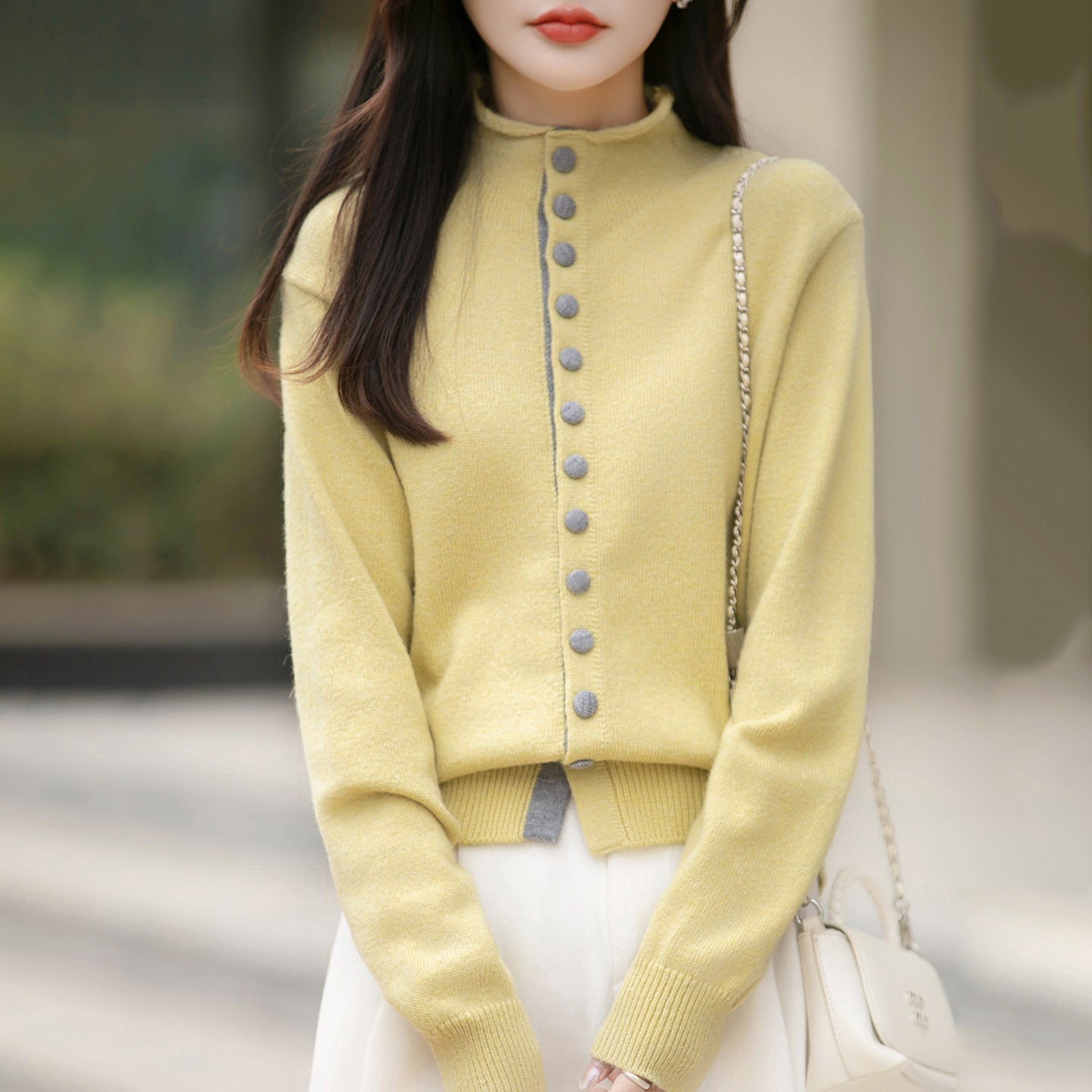 Chic gestrickte Jacke in Farbkombination