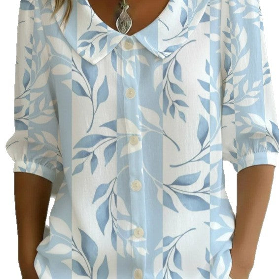 Luftiges V-Neck Shirt mit Print – Bild 1 | LuxeStyle