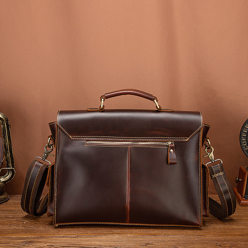 Rindsleder-Laptop-Tasche mit Reissverschluss – Bild 3 | LuxeStyle