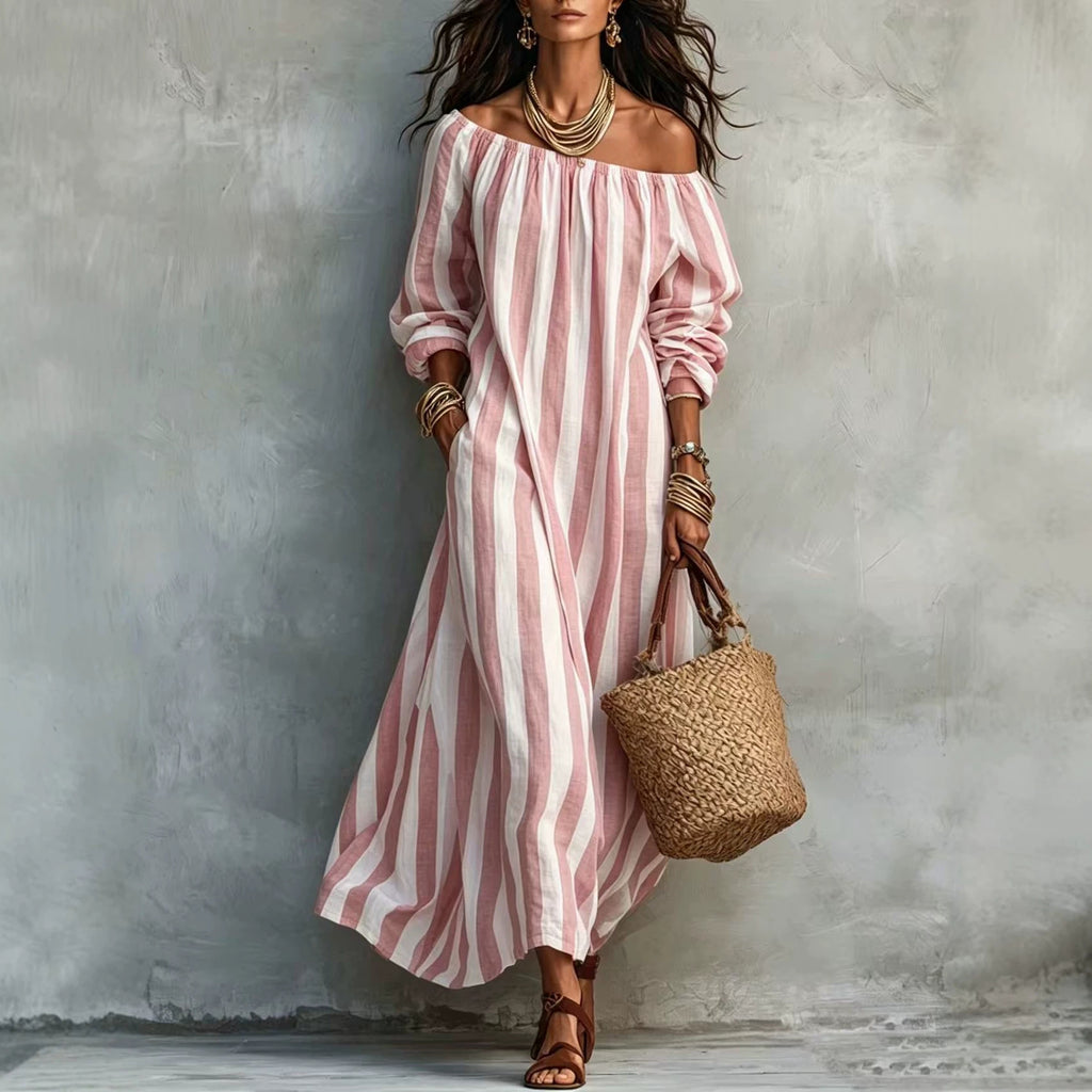 Gestreifter Off-Shoulder Dress