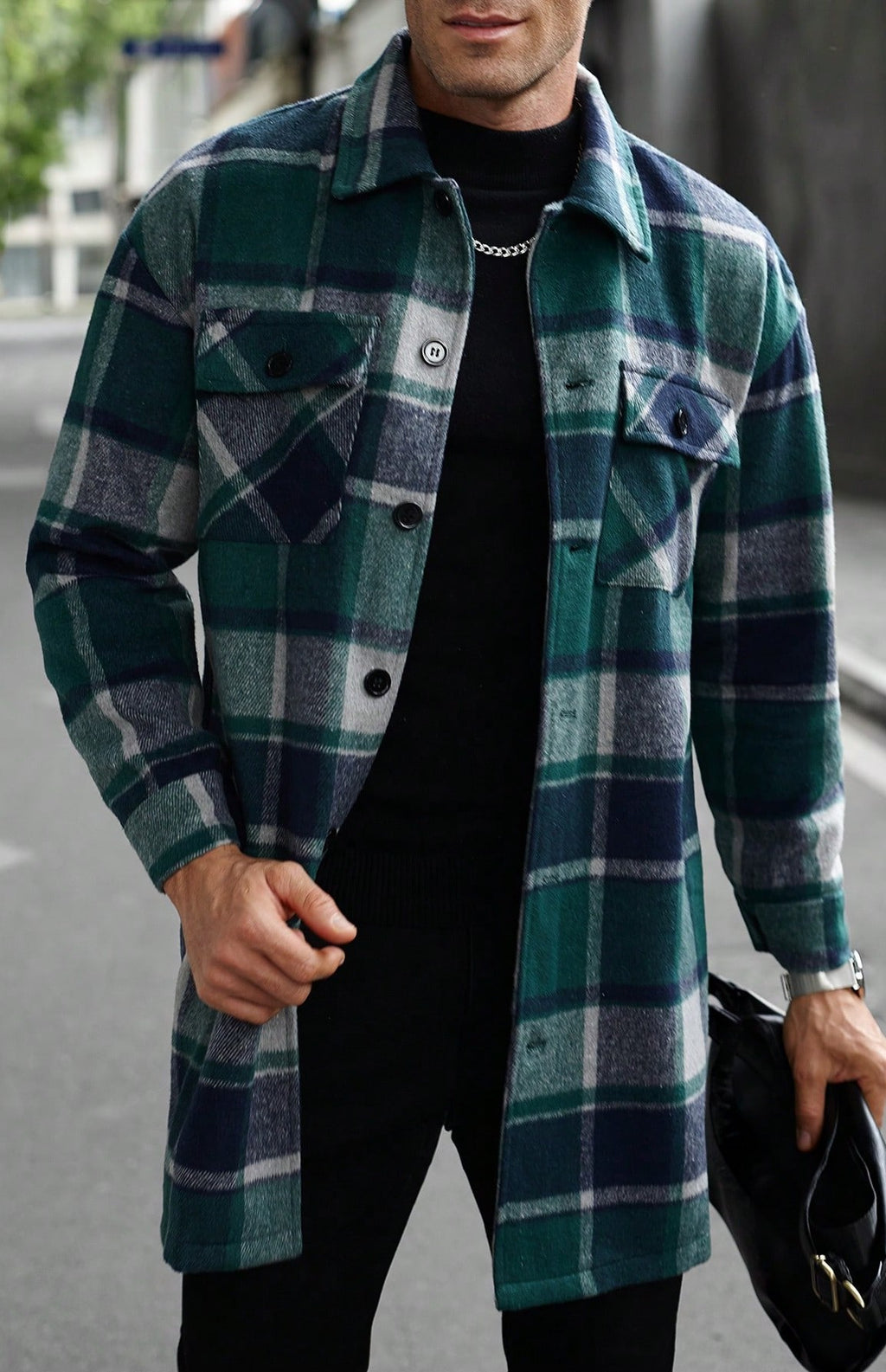 Herren Hemd im Loose-fit mit Revers und Karomuster