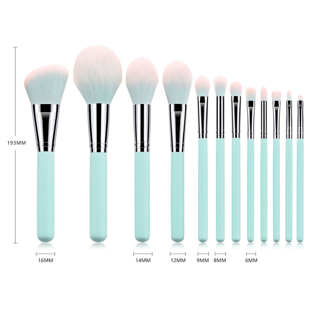 12 hellblaue Make-up Pinsel
