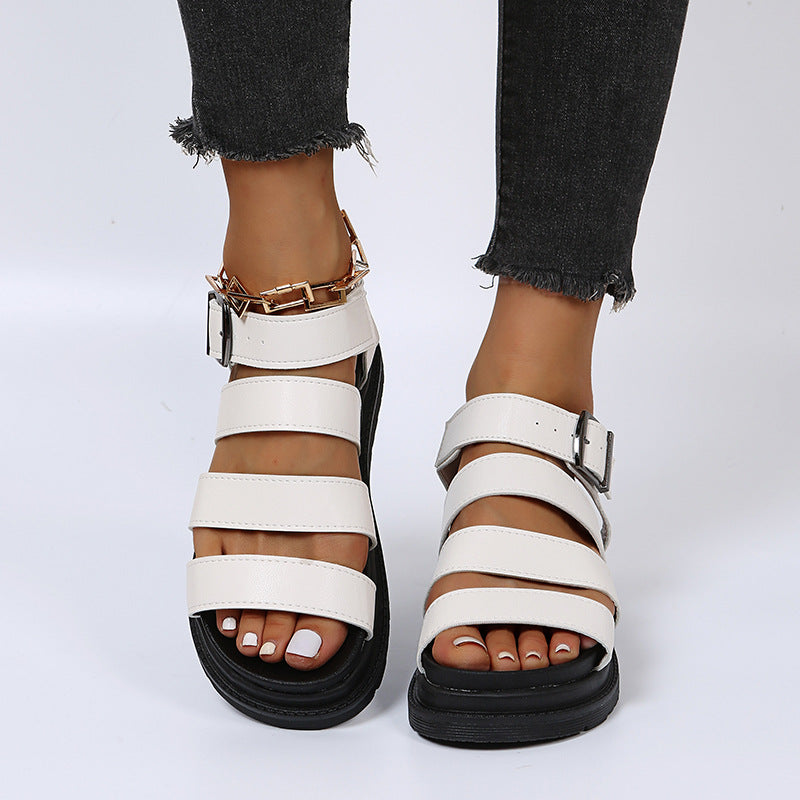 Römer Sandalen mit offener Spitze und Schnalle – Bild 11 | LuxeStyle