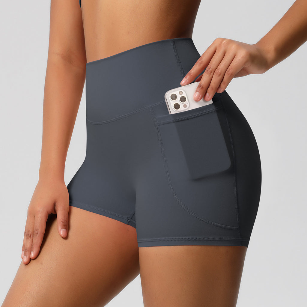 High-Waist Yoga Shorts mit Taschen