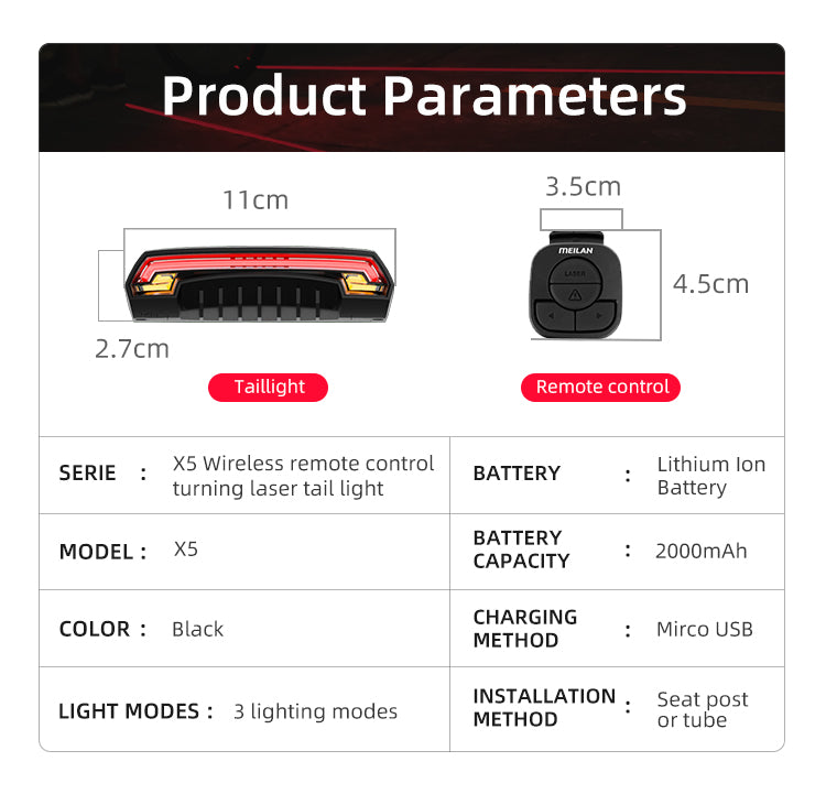 Bremslicht-Laser-Rücklicht für Velos