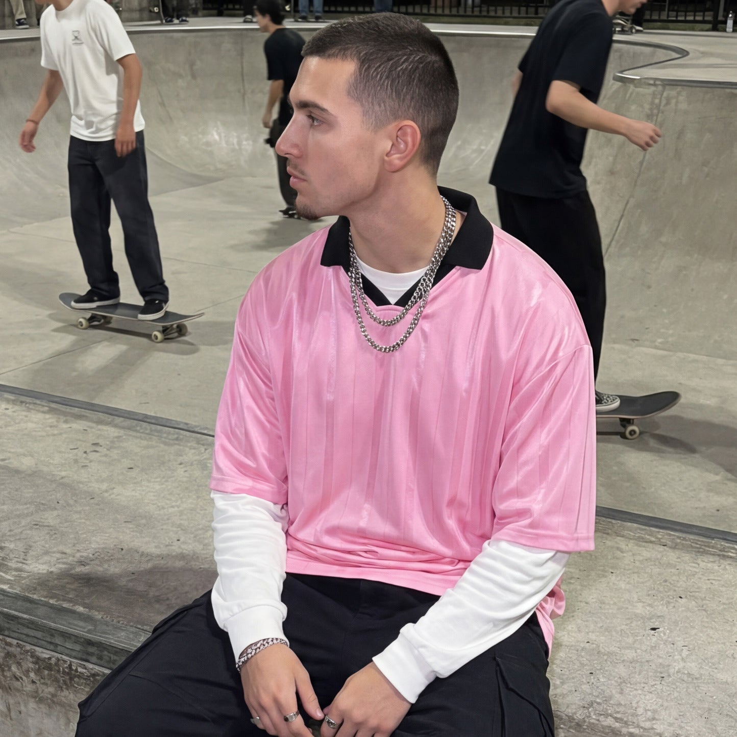 Kontrast-Kragen Sport Top
