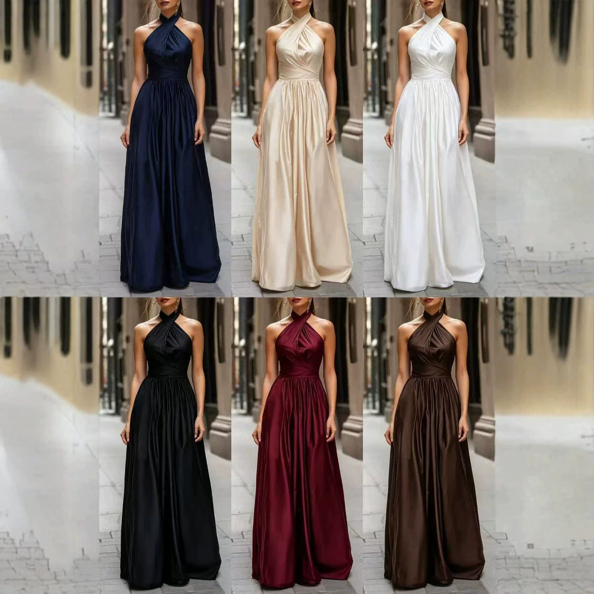 Elegantes Satin Neckholder-Kleid – Bild 11 | LuxeStyle