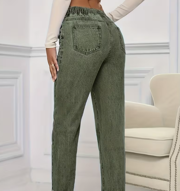 Grüne Straight-Leg Jeans