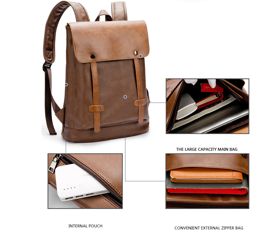 College-Rucksack aus PU-Leder – Bild 9 | LuxeStyle