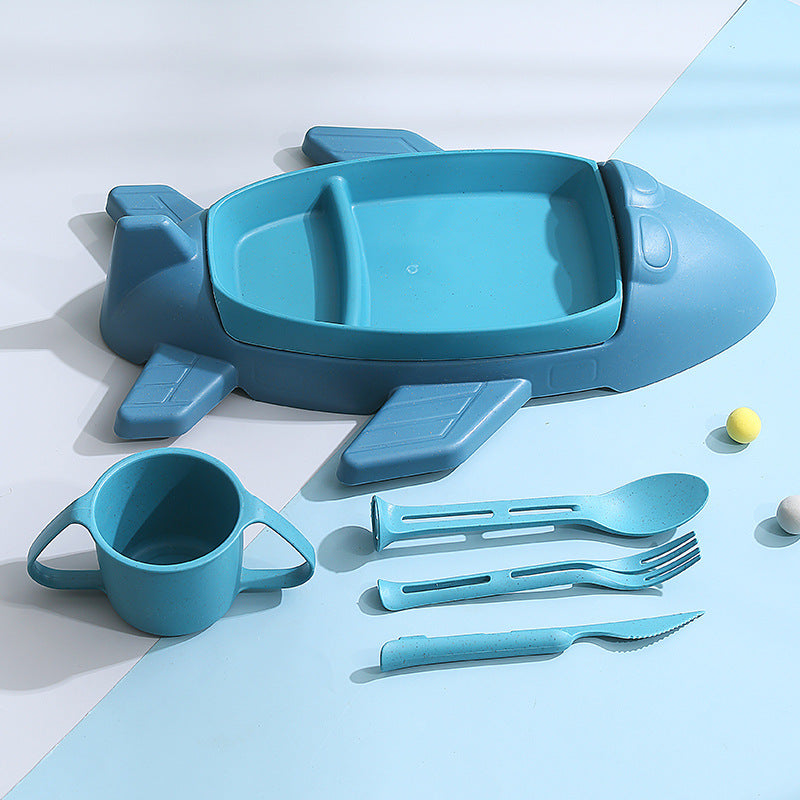 6-teiliges Kinder-Geschirr-Set in Flugzeug-Design