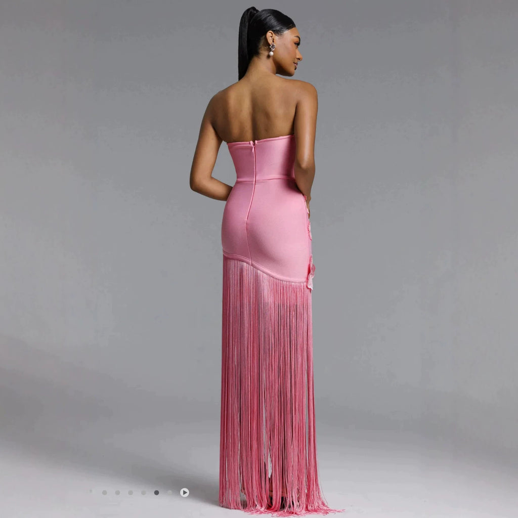 Pailletten-Bustier Maxi-Abendkleid mit Blumen – Bild 3 | LuxeStyle