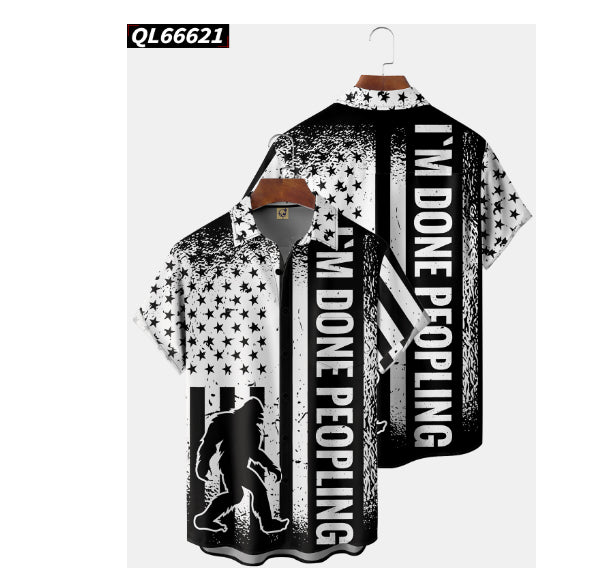 Hemd mit 3D-Digitaldruck und Kurzarm | LuxeStyle