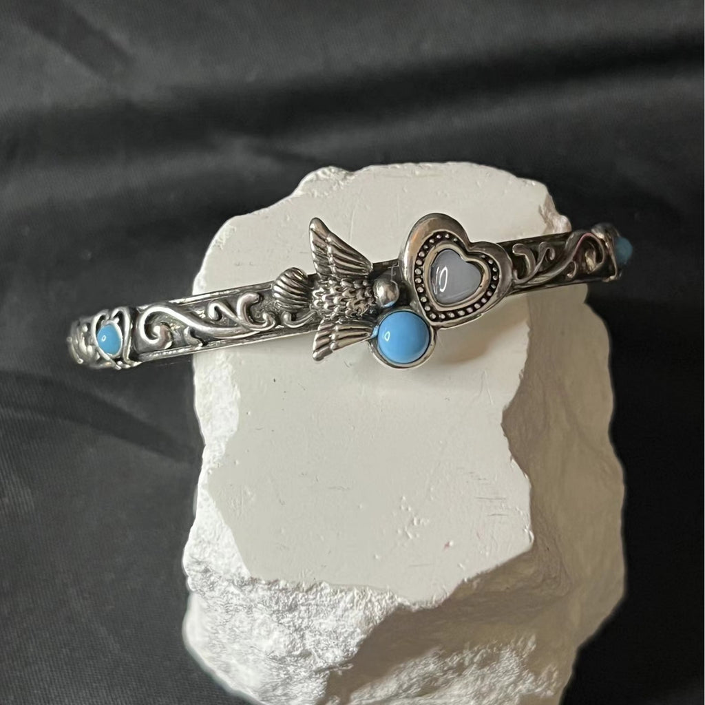 Retro-Armband mit Vogelmotiv und Achat – Bild 2 | LuxeStyle