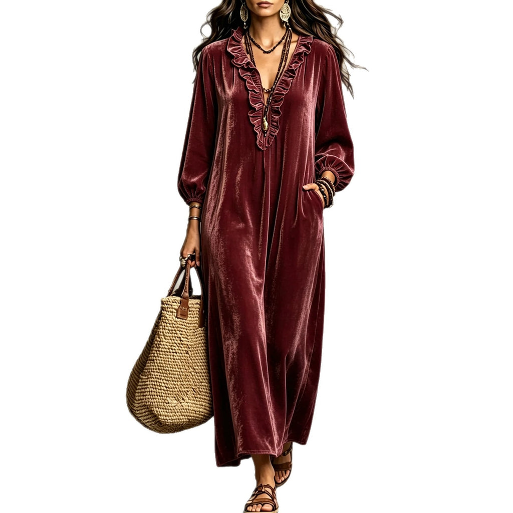 Samtkleid mit Laternenärmeln – Bild 5 | LuxeStyle