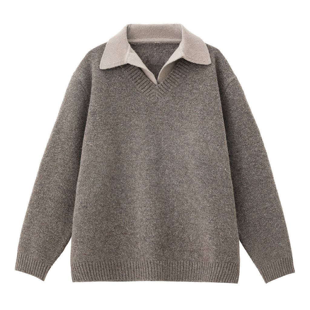 Old-Money-Stil V-Ausschnitt Sweaterjacke