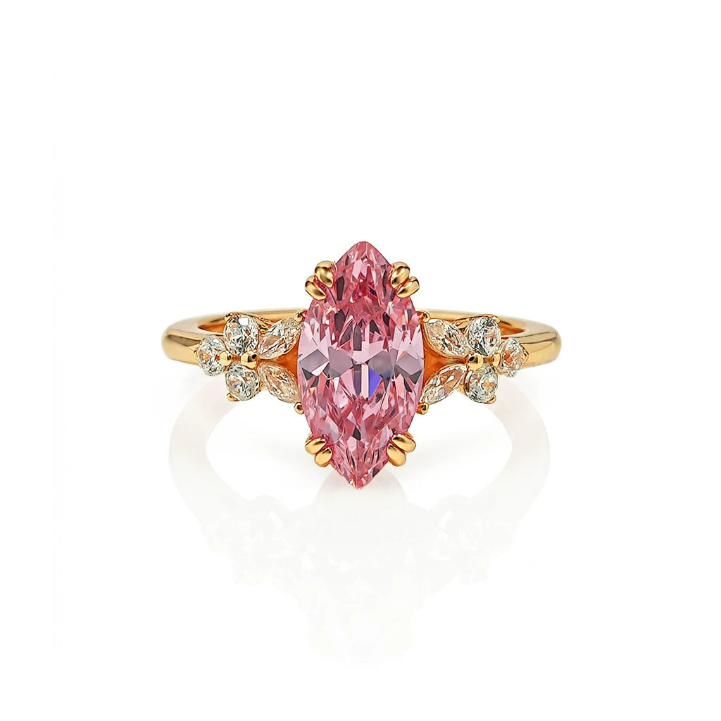 Edler Padparadscha-Ring mit Marquise-Schliff