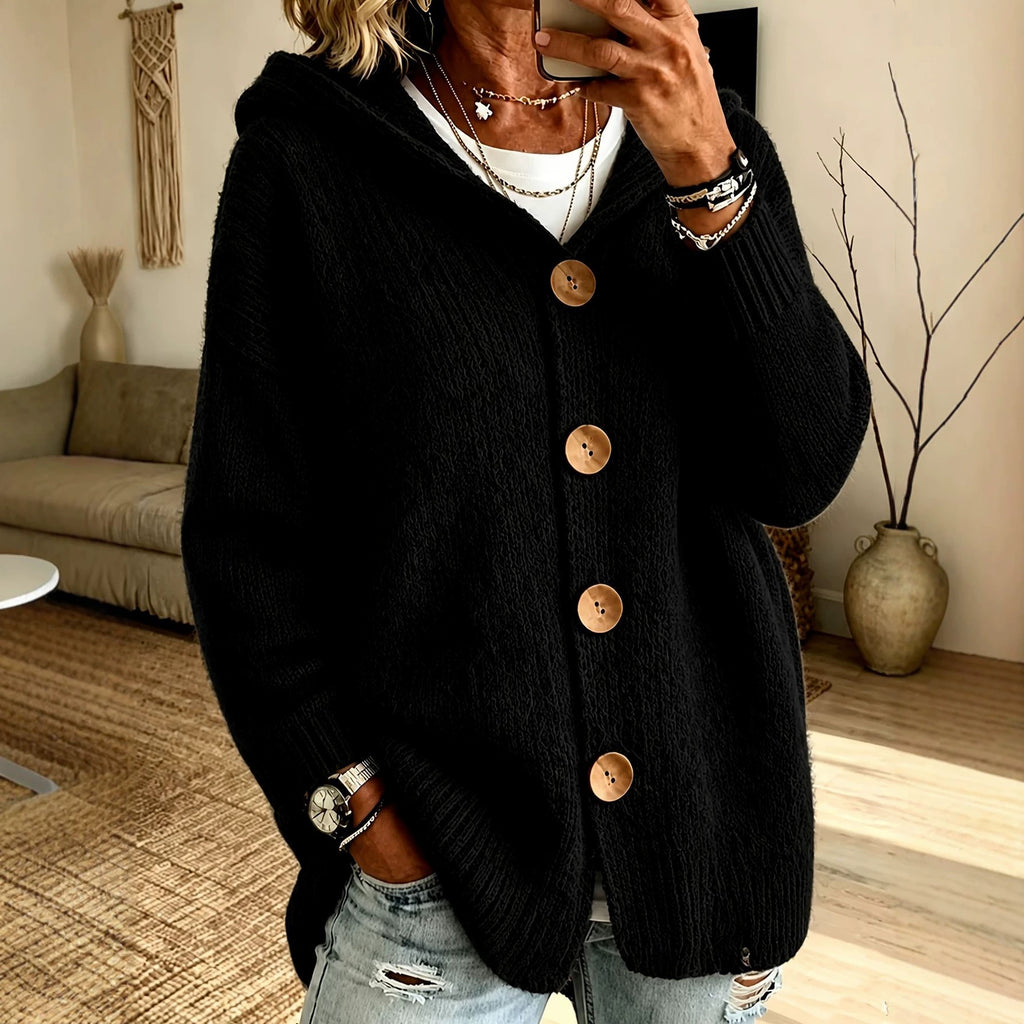 Cardigan mit Kapuze und vier Knöpfen