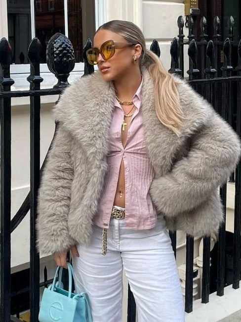 Winter Plüschjacke – Flauschige Lapel Jacke