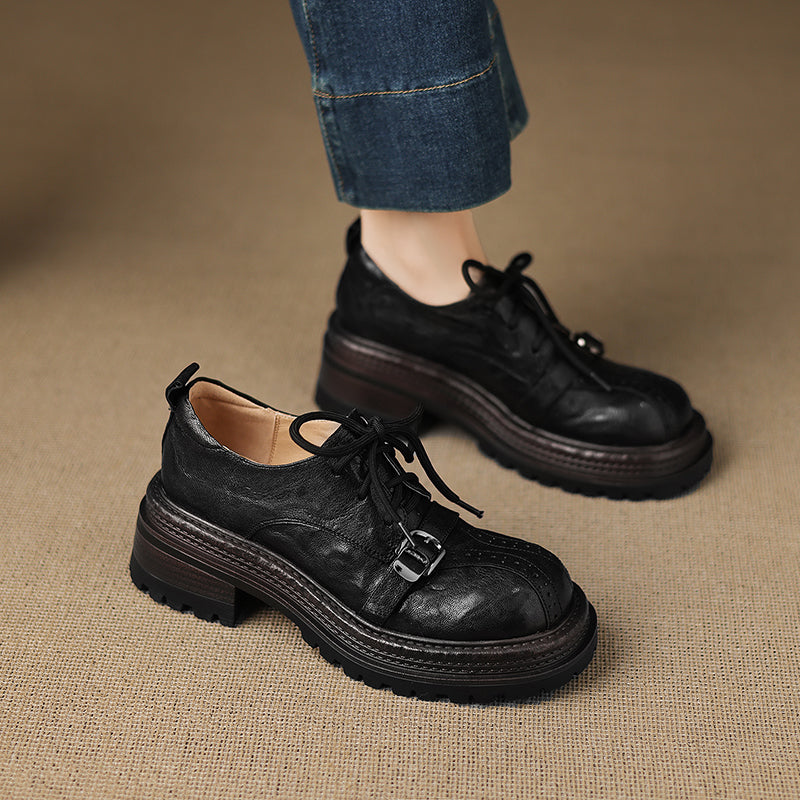 Damen Plateau Oxford aus Lammleder