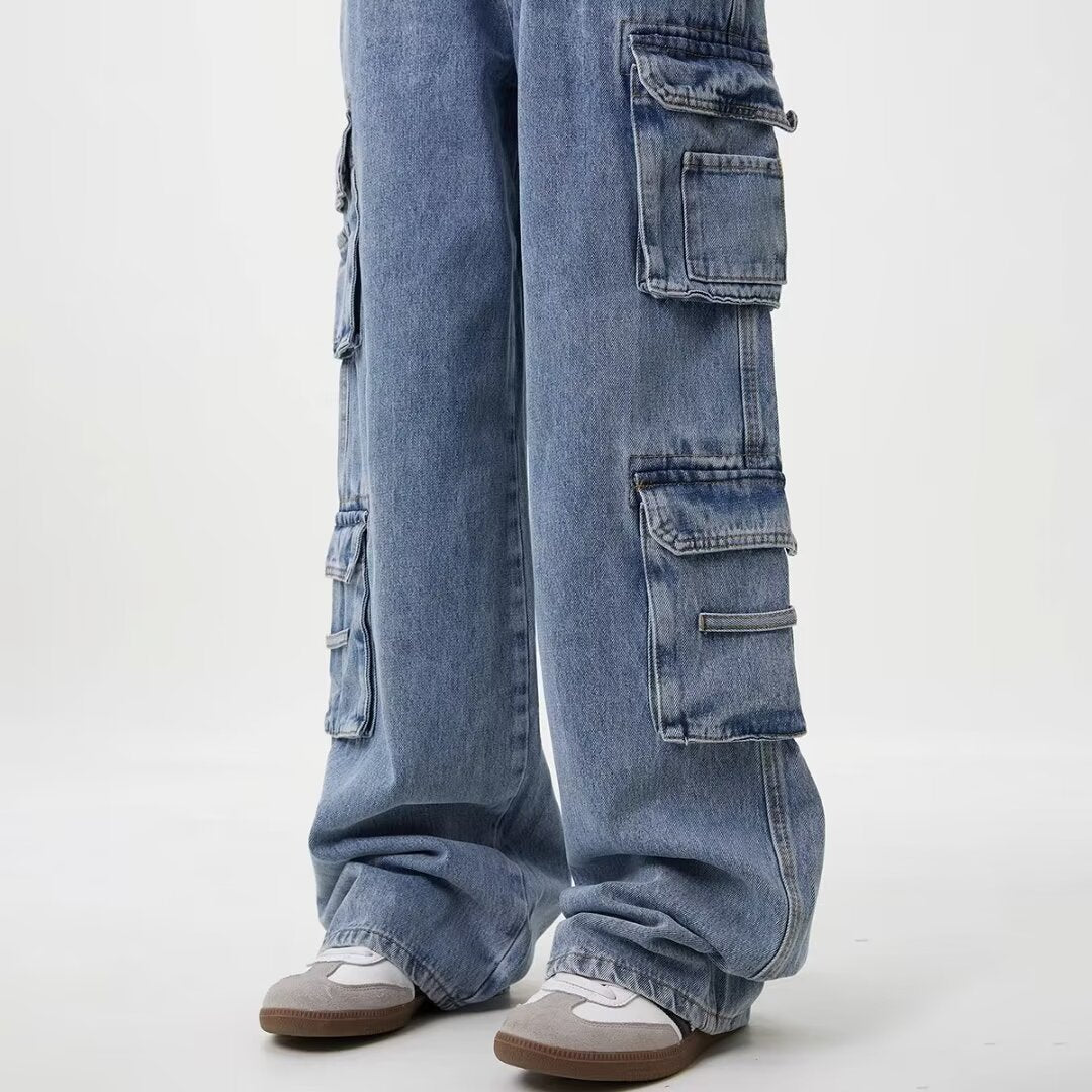 Straight-Leg Jeans mit Waschung und Taschen