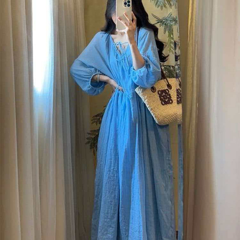 V-Ausschnitt Midi-Kleid