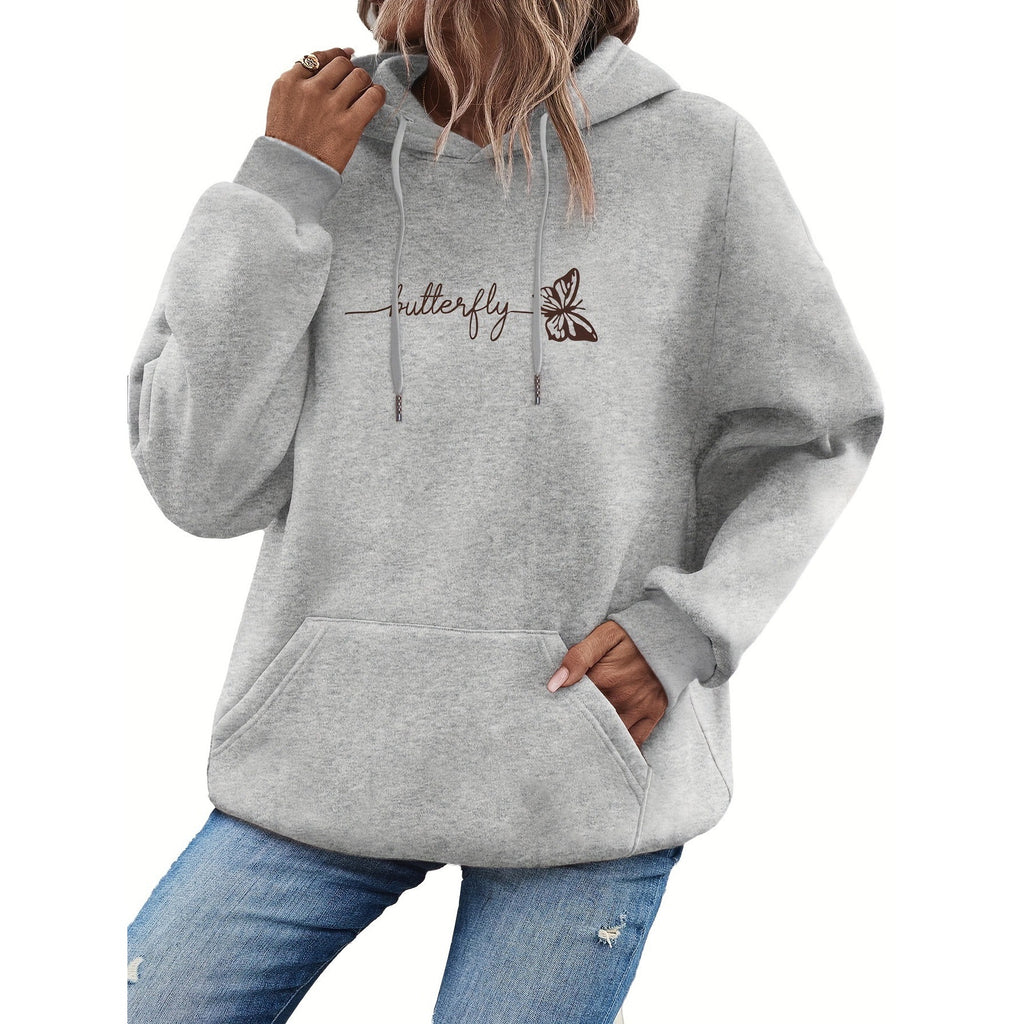 Kapuzenpullover mit Schmetterlings-Print