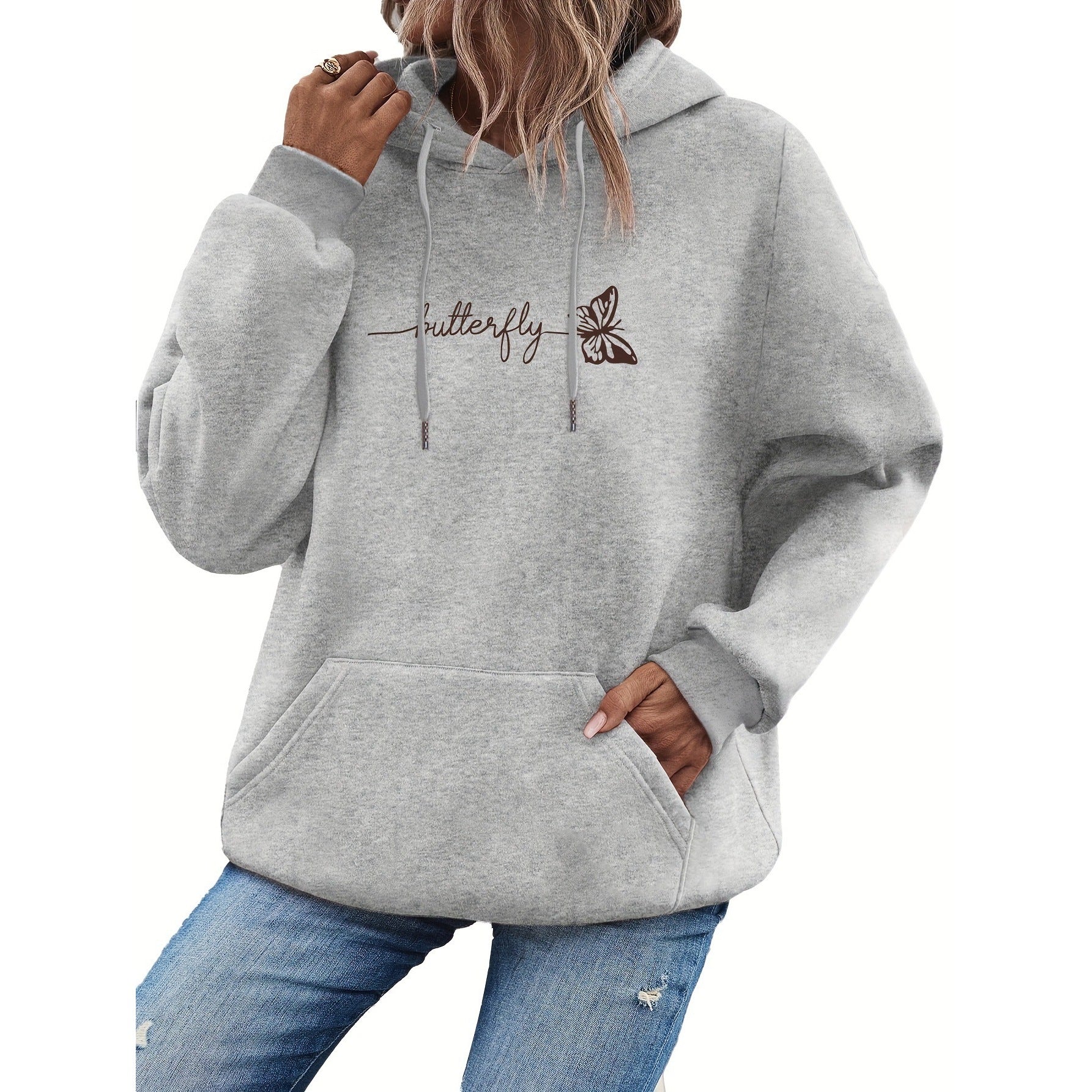 Kapuzenpullover mit Schmetterlings-Print